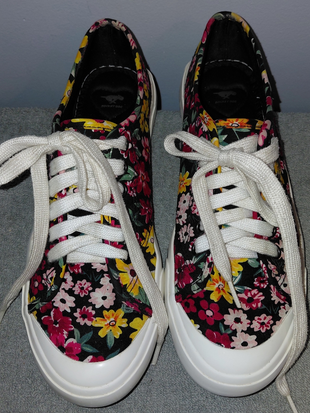 Rocket Dog Black Floral Canvas Lace-Up Sneakers